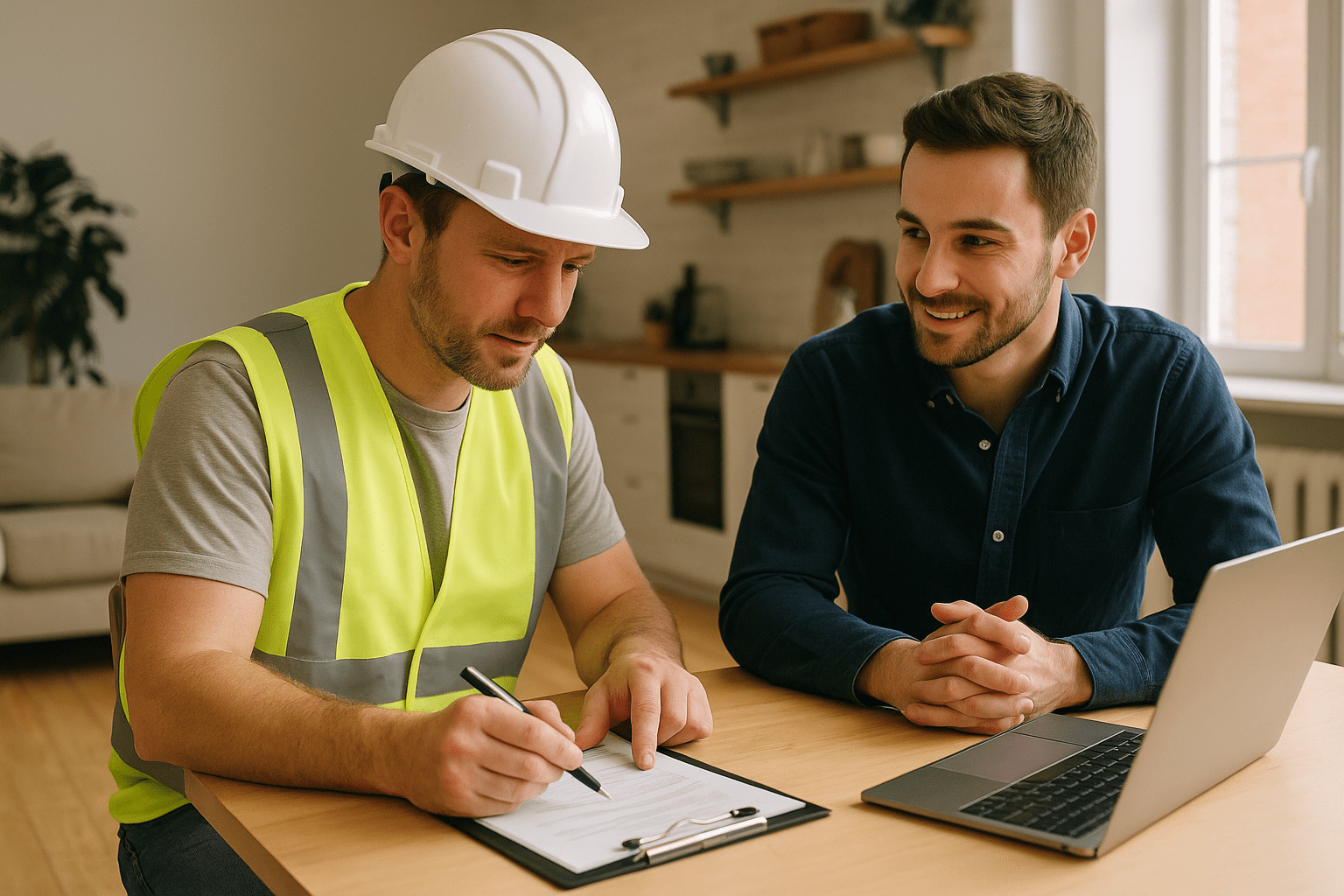 Contractor meeting with new client
