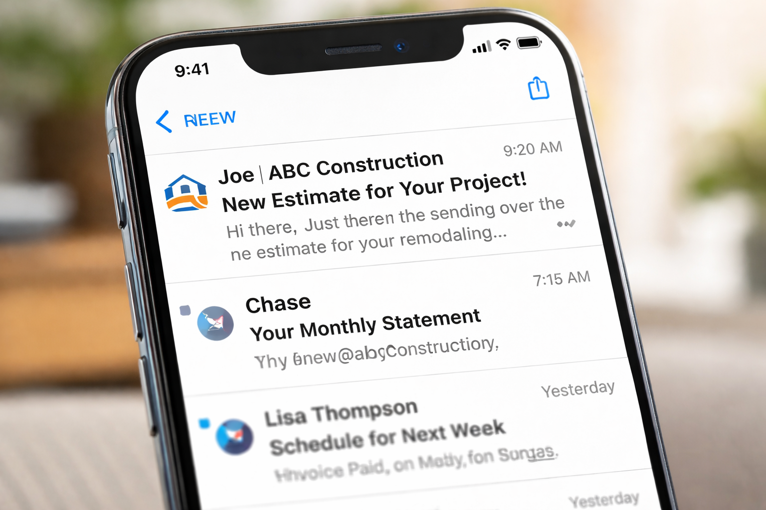 Email inbox showing professional business email